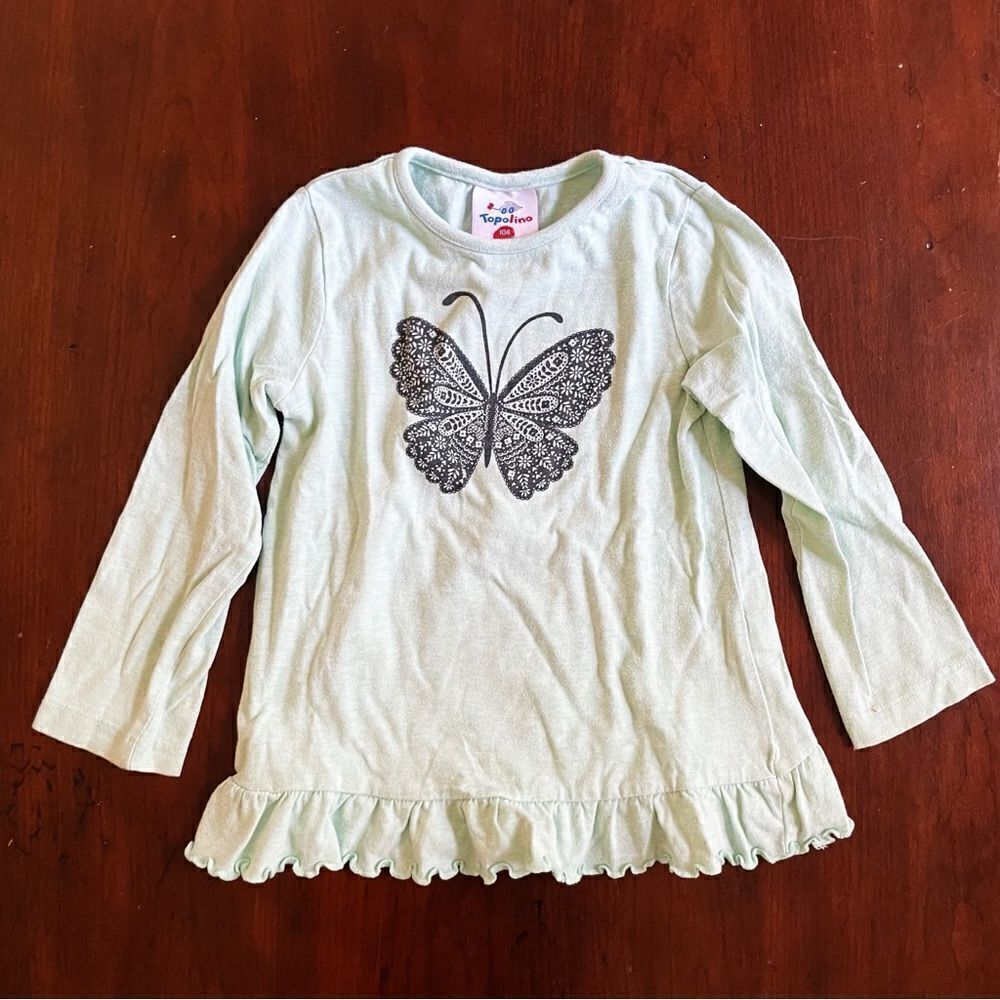 Topolino Toddler Girls Long Sleeved T-Shirt/ Tunic Butterfly Top Size 4T